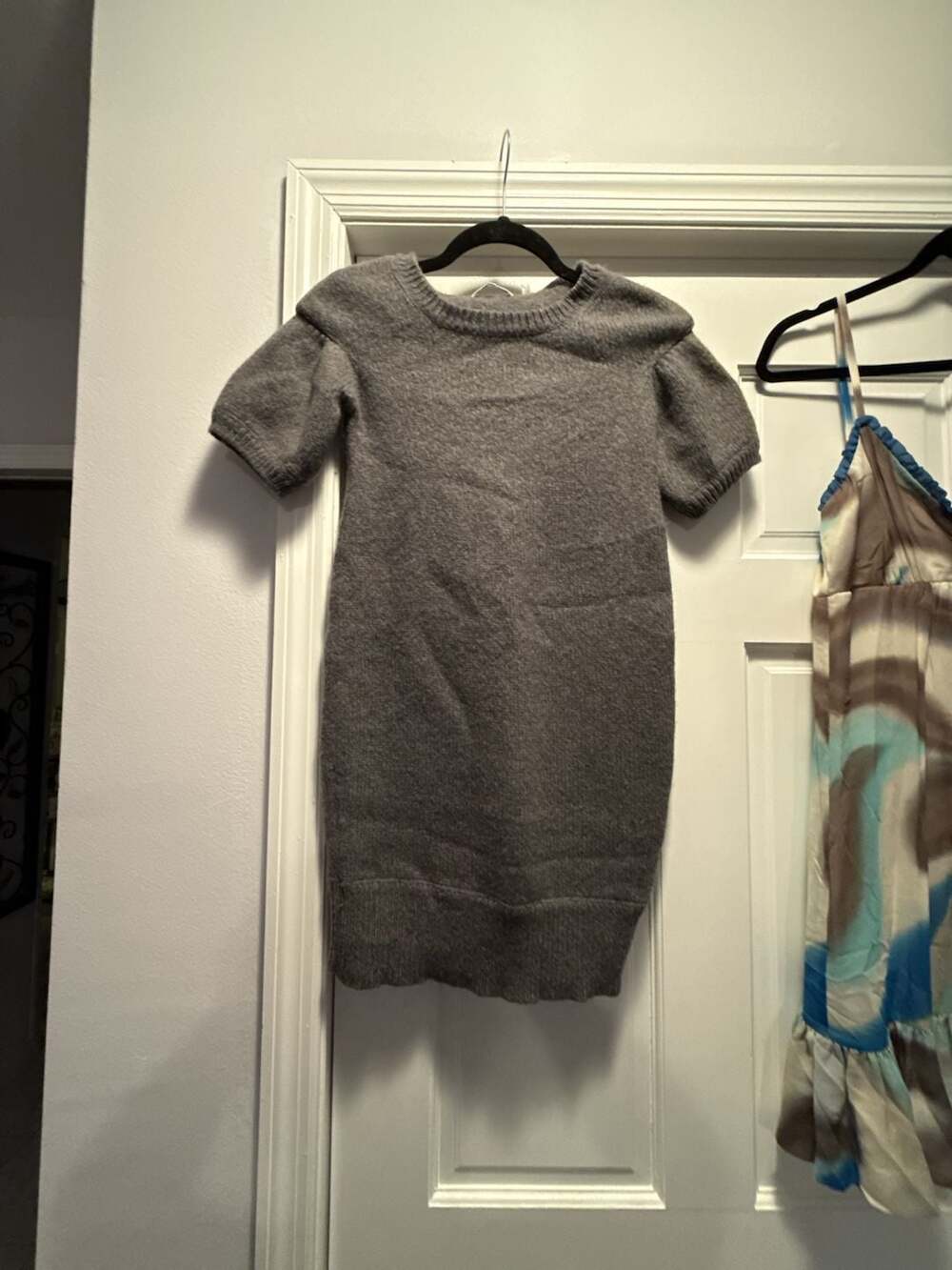 Vince Fitted Women Medium Sweater Dress Pullover Bodycon Stretch Knit Gray